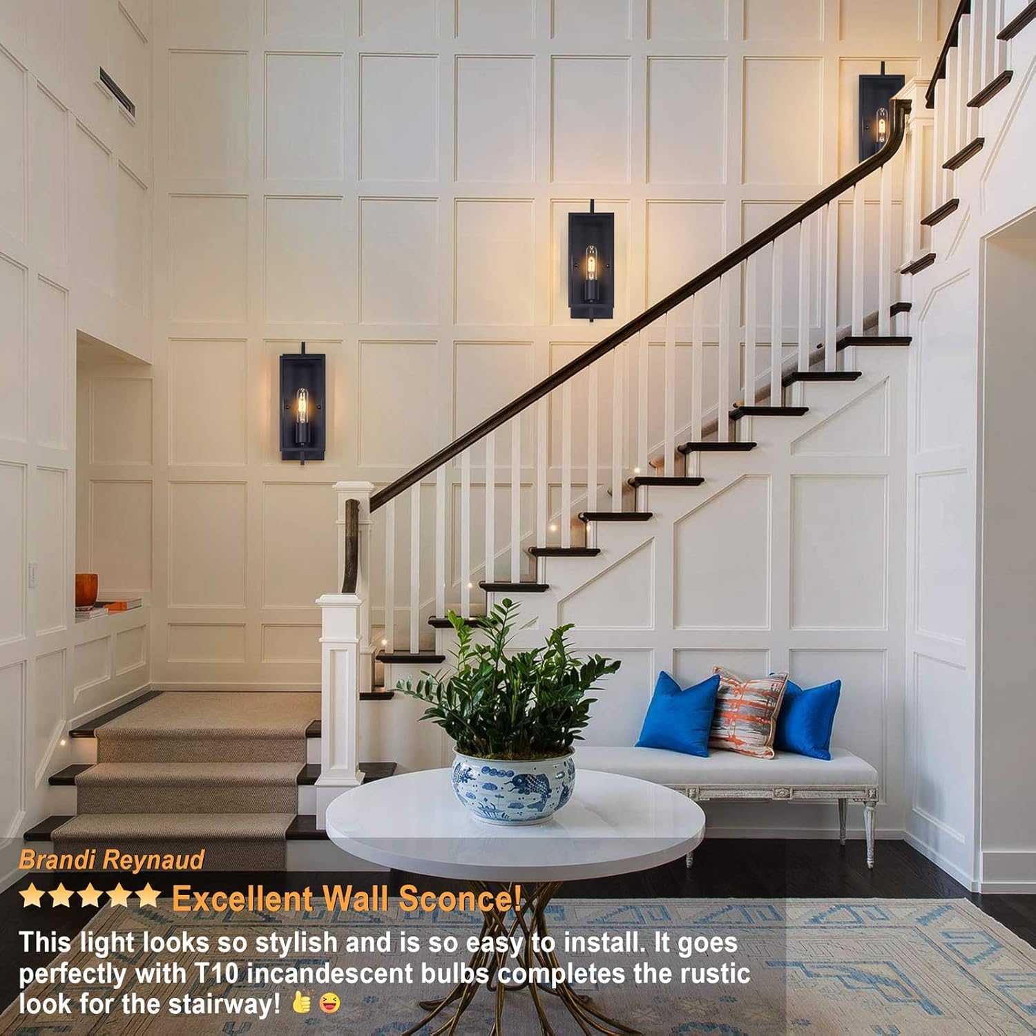 Industrial Wall Sconces Set of 2, Vintage Wall Light Fixture with E26 Base, Matte Black, Metal Rustic Wall Mount Lamp, Modern Indoor Wall Sconce Lighting for Living Room Bedroom Hallway - - 