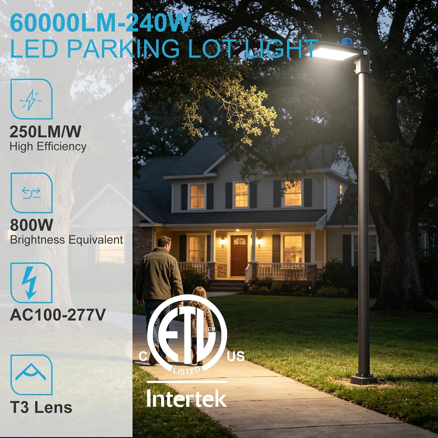 4Pack 240W LED Parking Lot Light (60000LM Eqv 1000W HID/HPS) 5000K SlipFitter Mount LED Pole Light with Dusk to Dawn Photocell IP65 Outdoor Area Lighting for Driveway/Yard-7Yrs Warranty