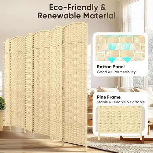 Miniatura 3 de JOSTYLE Pantallas de privacidad plegables extra anchas de 6 pies de alto con doble tejido de diamante y divisores de habitación independientes