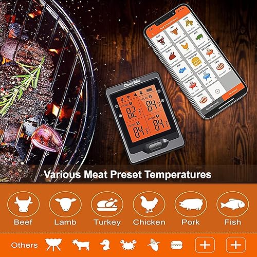 Miniatura 8 de Termómetro digital de carne de 500 pies con sondas Multy Probes Termómetro de cocina Bluetooth para ahumador horno a la parrilla (FS66N)