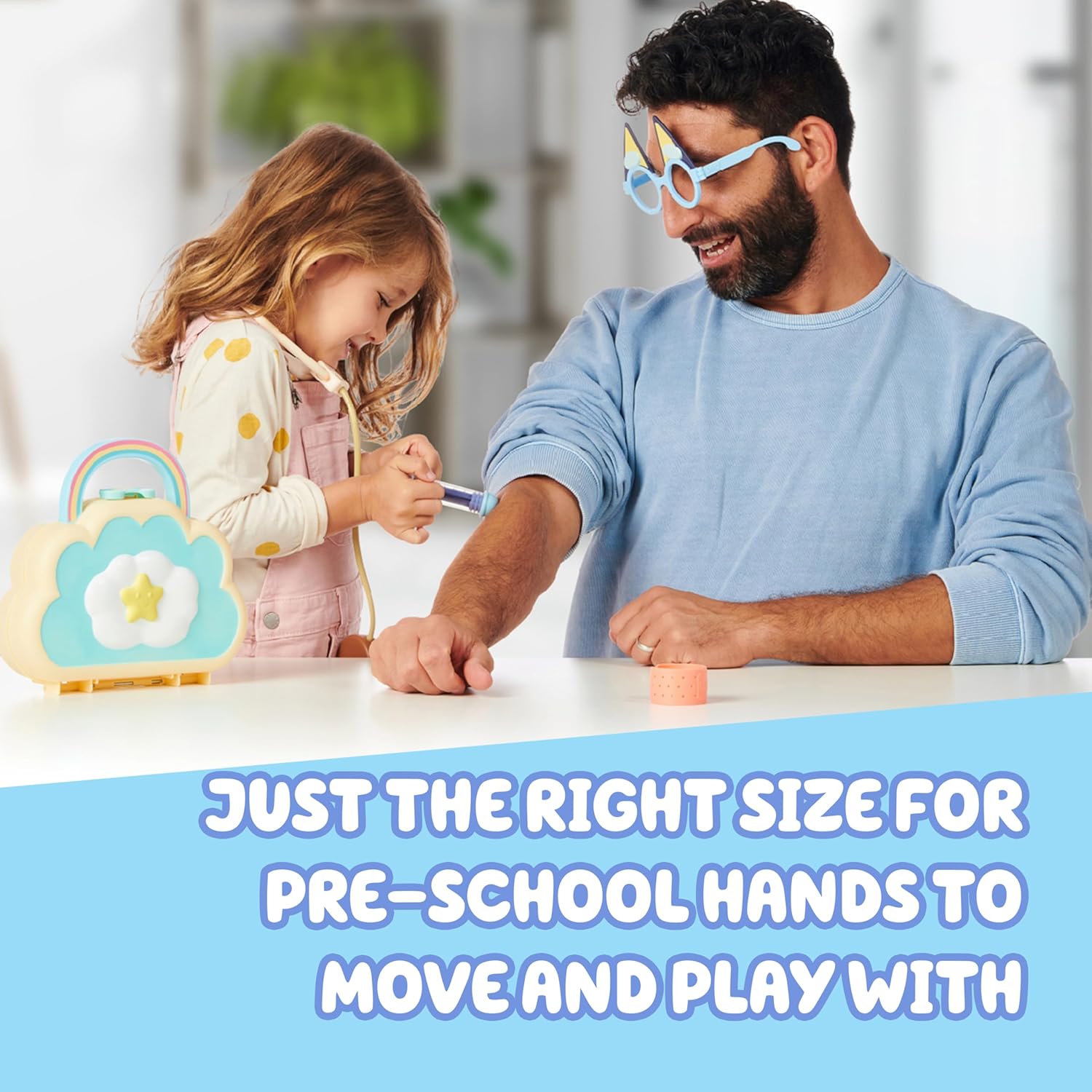 Bluey Cloud Bag Doctor Playset, Portable Play Doctor Set with 7 Pretend Check Up Accessories, Medical Toys for Kids Ages 3+