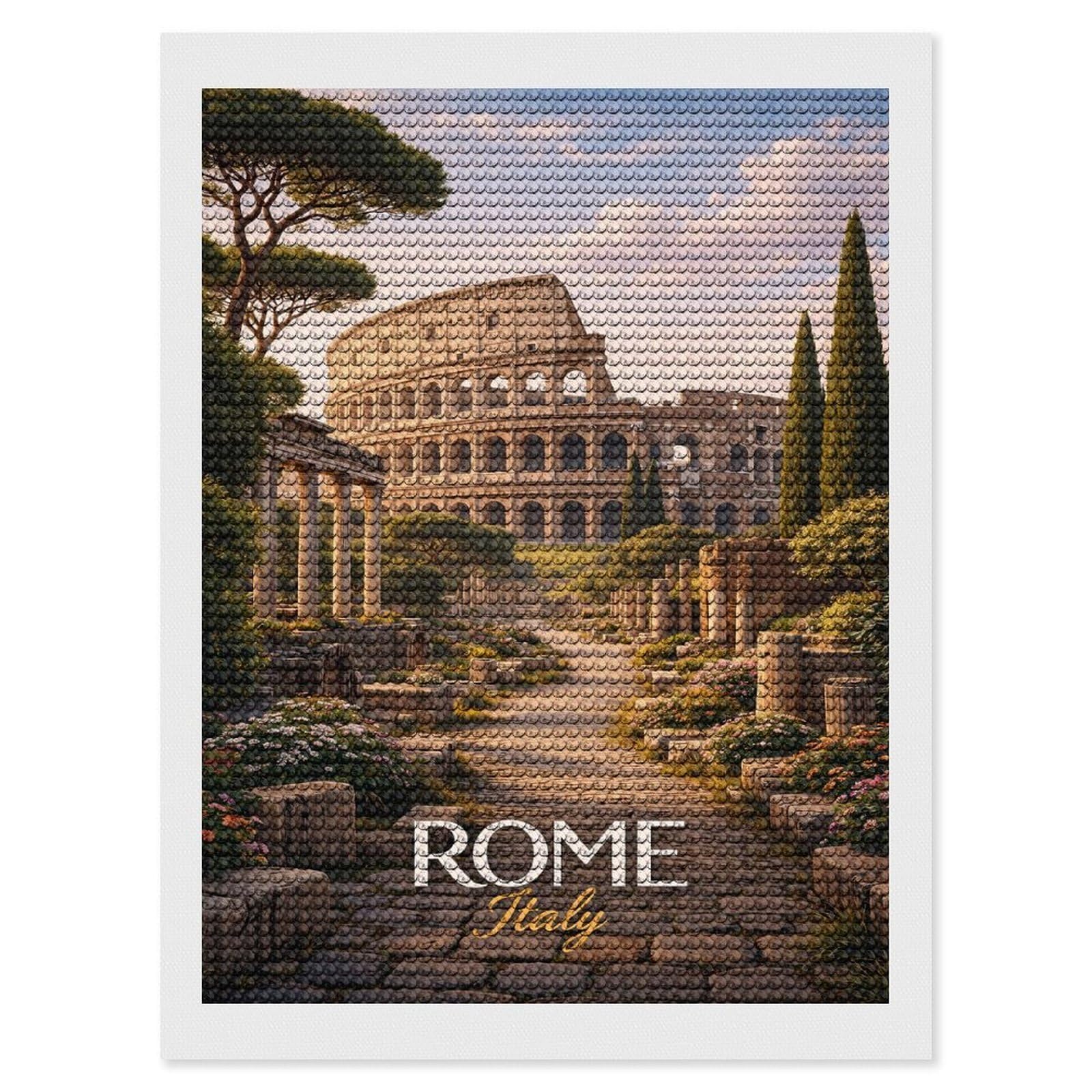 Junmoney Colosseum in Rome, Italy Diamond Painting Canvas Set 12"x16", for Adults, Decorate Your Room, Festive Craft Gift, Office Decor