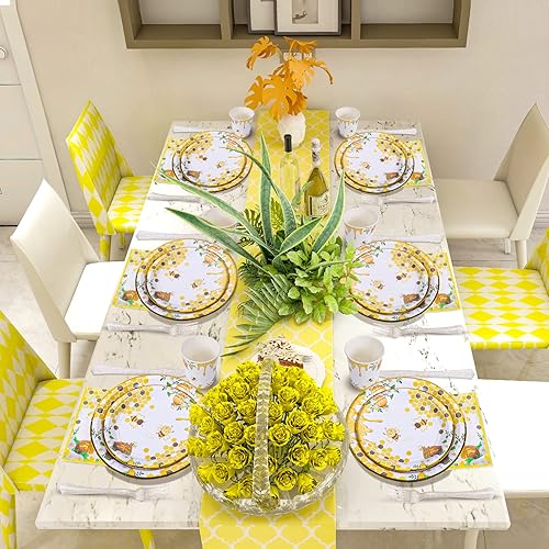 Miniatura 5 de Suministros de fiesta de abejas, platos y servilletas de abejas, vasos, servilletas y tenedores, decoraciones de fiesta de abejas para baby shower,
