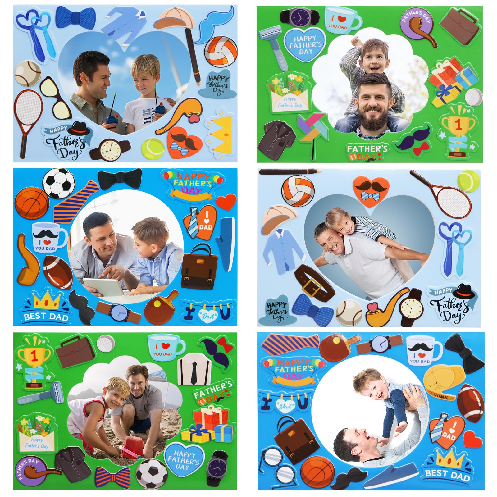 Father's Day Picture Frame Craft Kits for Kids Happy Fathers Day Foam Craft from Kids DIY Art Class Activities 12 Pack
