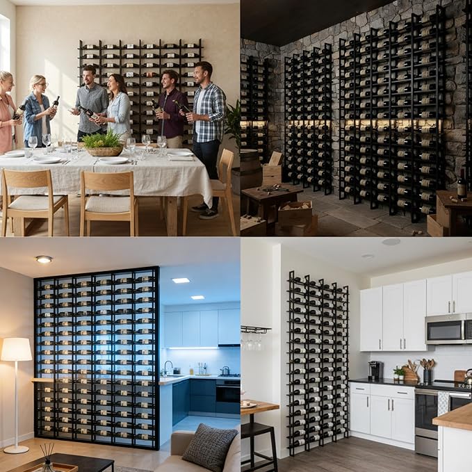 Estante para Vinos de Pared, 16 Niveles, Capacidad 16 Botellas, Negro miniatura 8