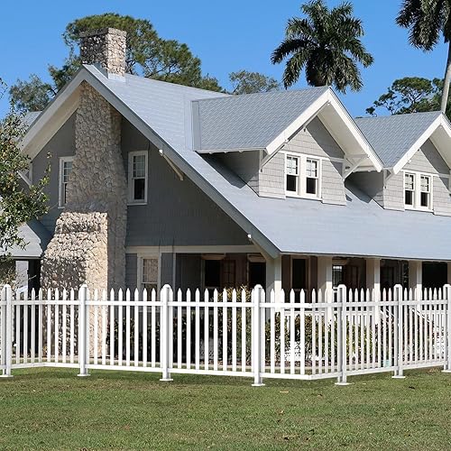 Valla de vinilo blanco de 36.5 pulgadas de alto x 84 pulgadas de ancho, panel de valla decorativo temporal recto con 20 estacas para patio, patio, disponible en Yaxa Guatemala