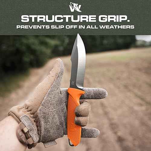 Vista 68 de ODENWOLF WOLF-I - Cuchillo de supervivencia de espiga completa con funda, elegante hoja fija táctica, hecho de acero 440C, cuchillo de supervivencia