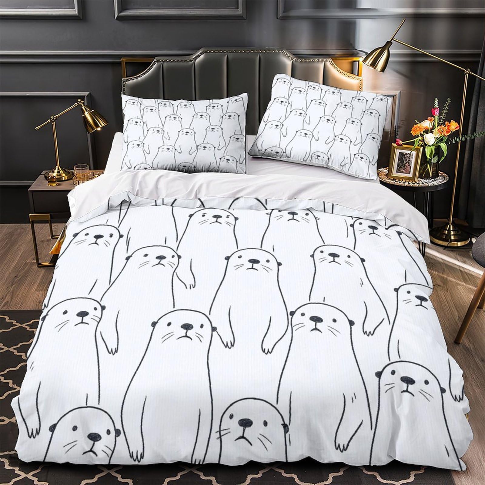 Housse de couette loutre hypoallergénique et respirante effet 3D doux