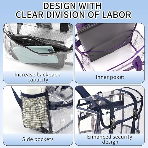 Miniatura 2 de Mochilas transparentes, Estilo2púrpura, Mochila transparente grande resistente Pvc Bolsa transparente
