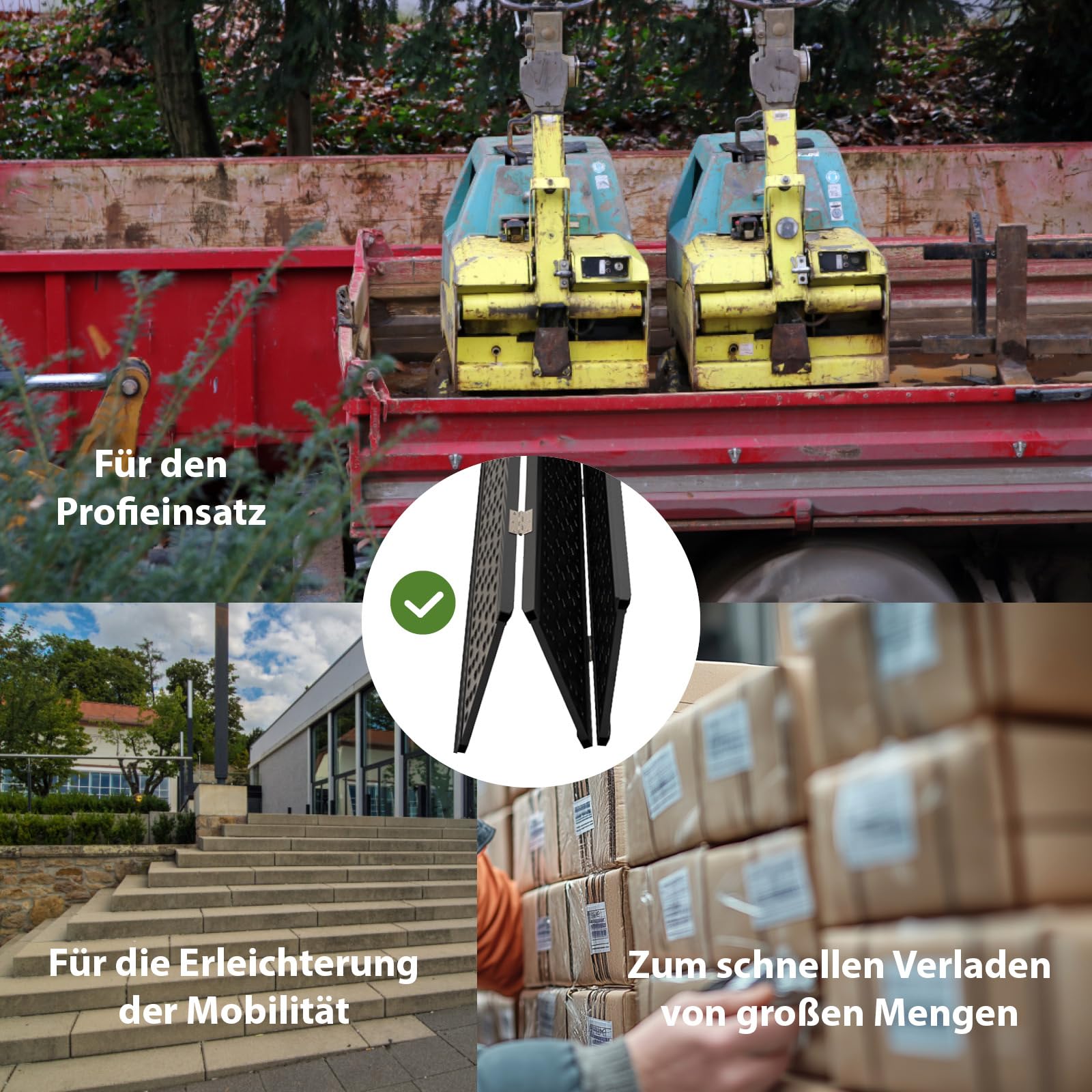 DREIBREIT by TRUTZHOLM 2-Fach Auffahrrampe klappbar 215 cm Traglast 1020 kg Alu schwarz gelocht Verladerampe Rampe