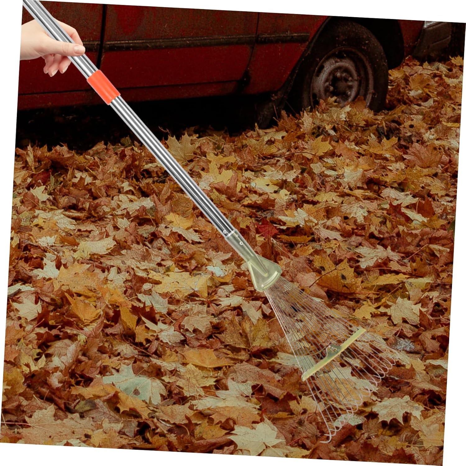 BESPORTBLE Portable Leaf Rake Retractable Stainless Steel Garden Rake for Leaf Cleanup Ergonomic Design for Easy Use Lawns and Gardens