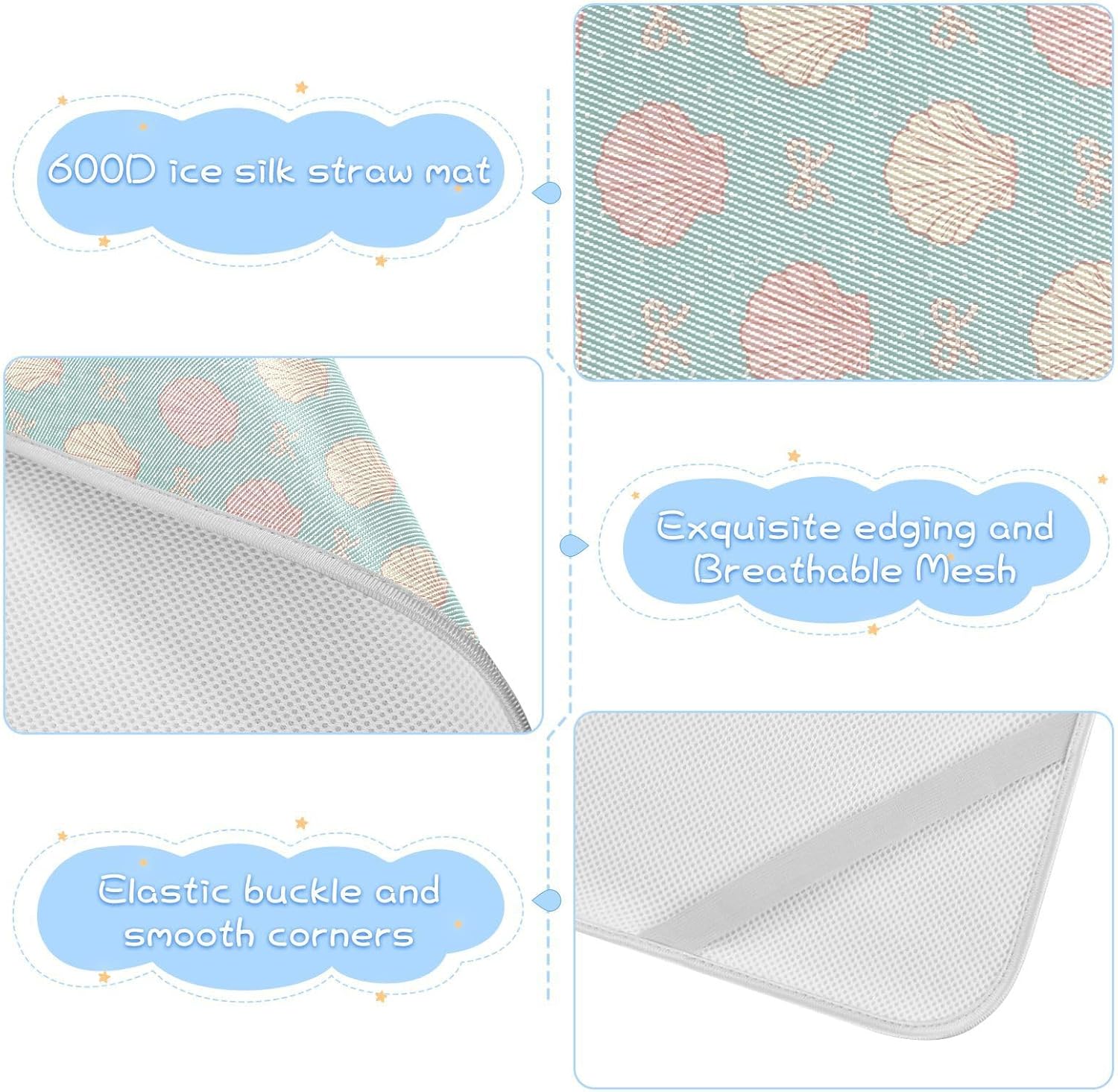Baby Cooling Mat Retro Coquette Summer Ice Silk Breathable Mesh Summer Crib Mattress Pad with Pillowcase, Soft Cooling Sleeping Surface for Infant & Toddler, 52"x28"
