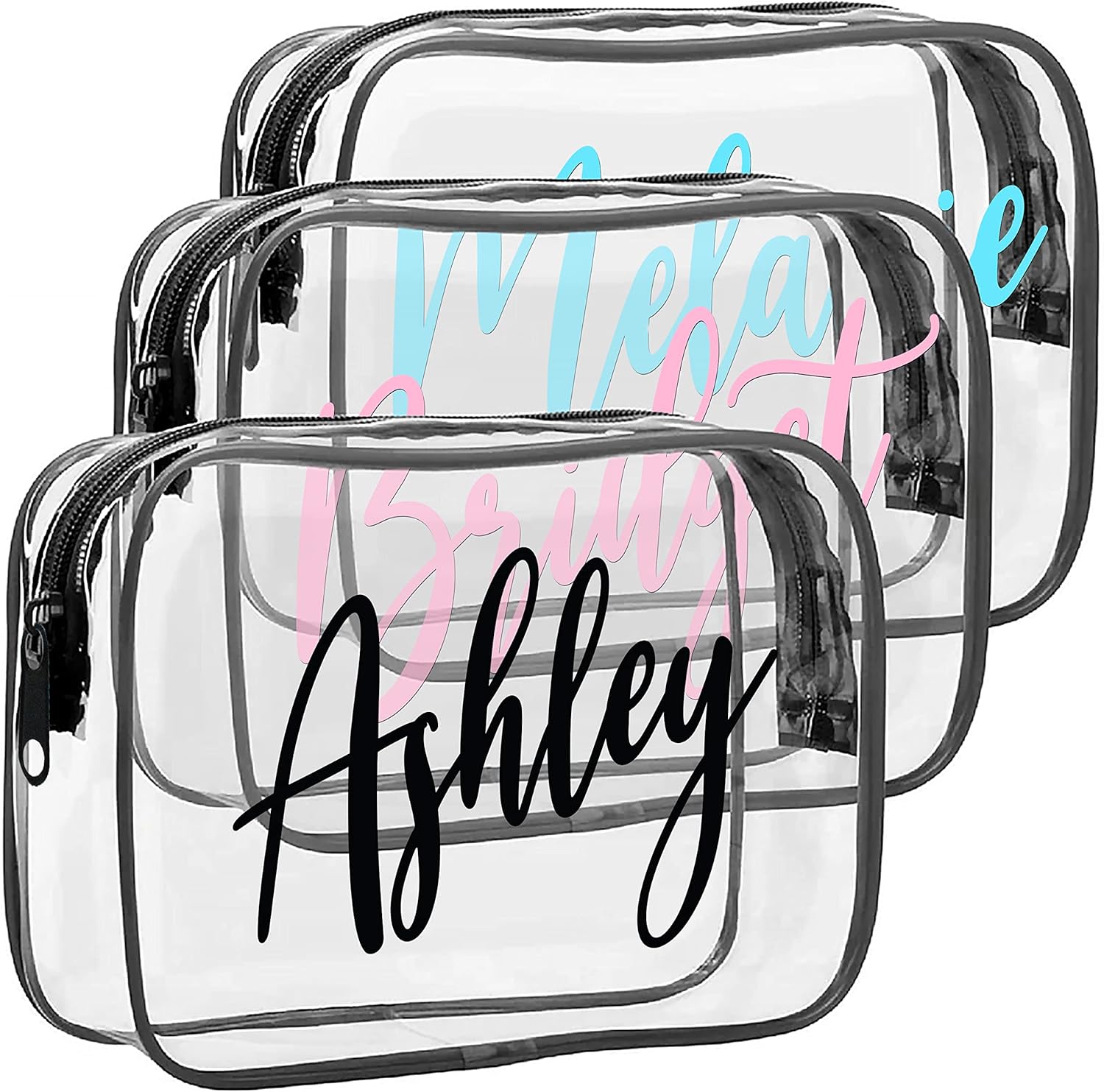 Amazon.com: Zexpa Apparel Personalized Clear Toiletry Bags Customized ...