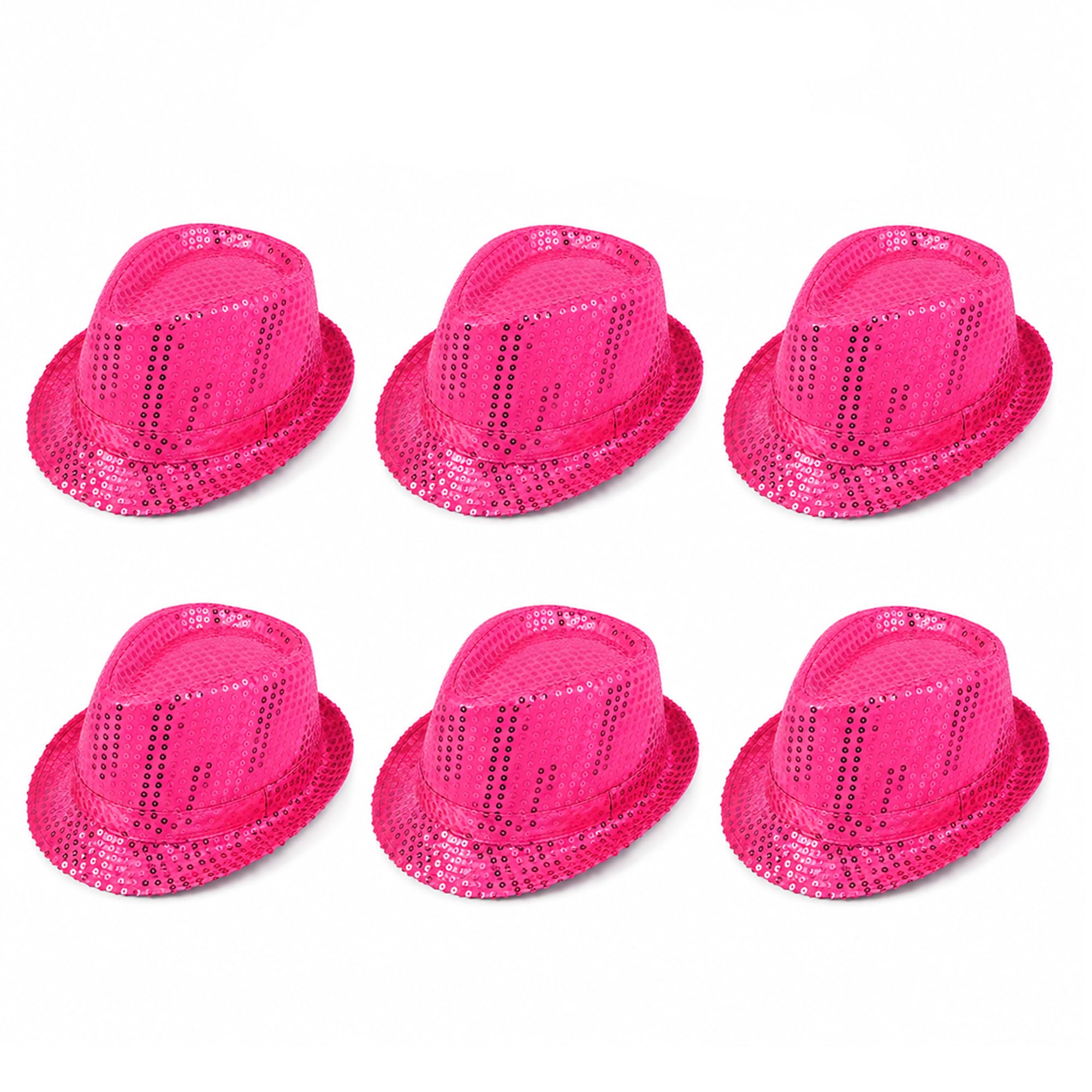 The Fancy Dress® Men Women Trilby Sequin Fedora HAT 1920'S Gangster HAT Dance Show Hiphop Fancy Dress Accessory (6 Pack Pink) — image 1