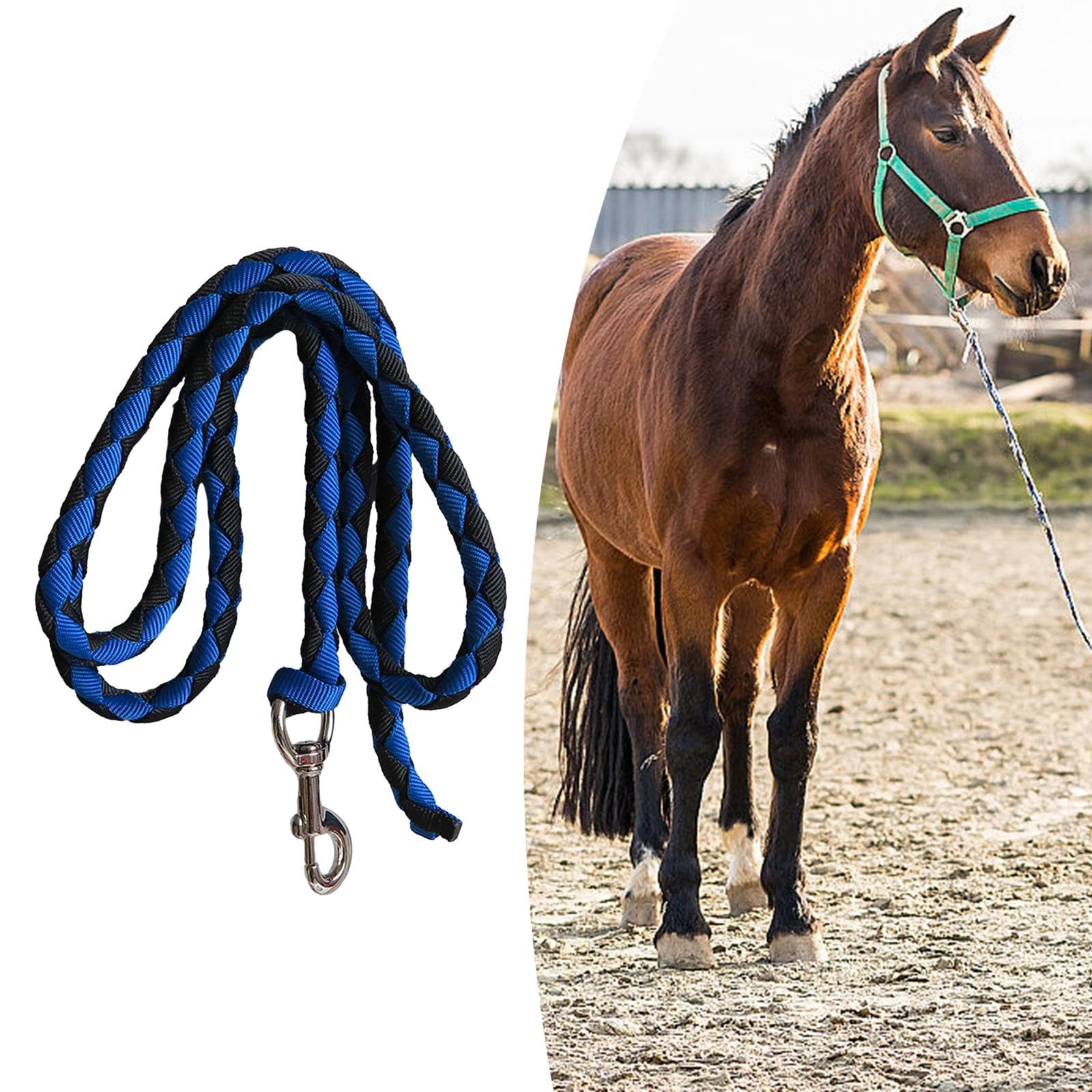 perfk Corda per Cavallo con moschettone Attrezzatura equestre Guinzaglio Durevole per Corda per Cavallo Intrecciata per Bestiame, .5 Metri