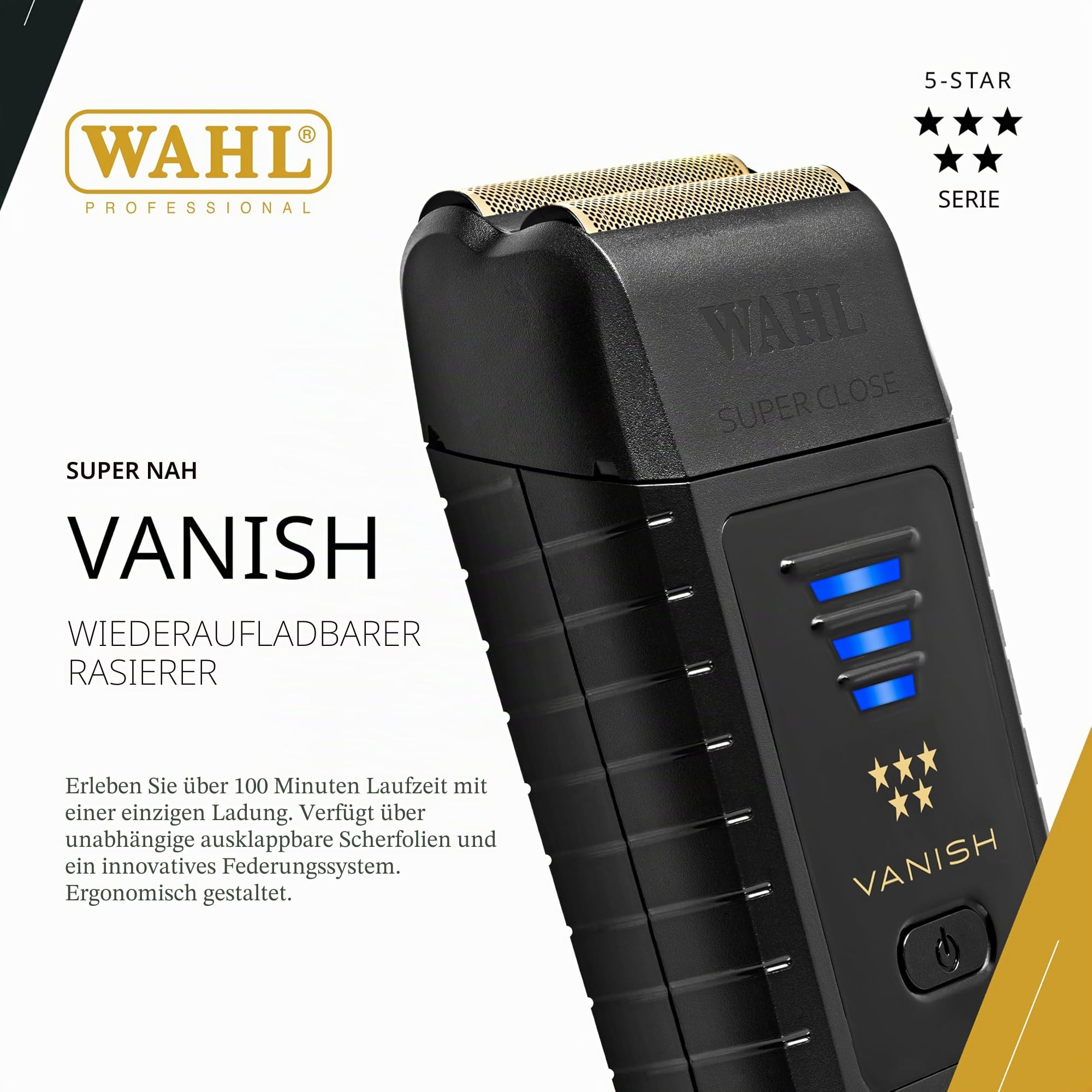 WAHL 8173-700 Professional 5 Star Vanish Shaver für professionelle Friseure und Stylisten- 8173-700 Gold