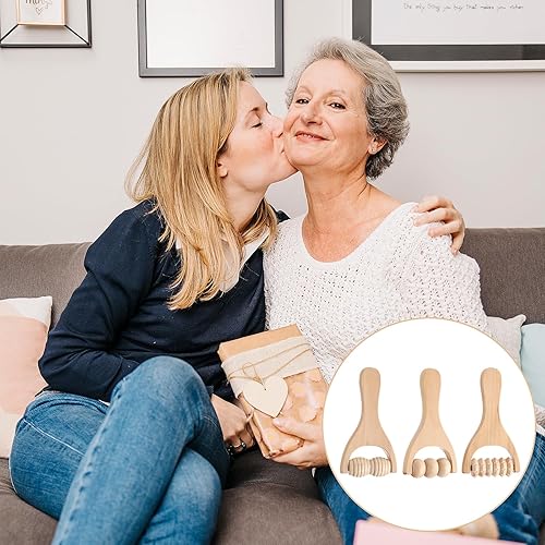 Miniatura 5 de Rodillo de masaje de mano de madera, 3 piezas, rodillo muscular, herramientas de masaje manual de terapia de madera, rodillo masajeador para relajar