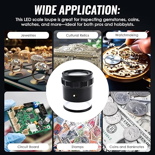 Miniatura 7 de Jewelers - Lupa iluminada a escala de lupa, lupa portátil de lectura de bolsillo con 0.984 in con lupa de ojo enfocada en LED para gemas, monedas