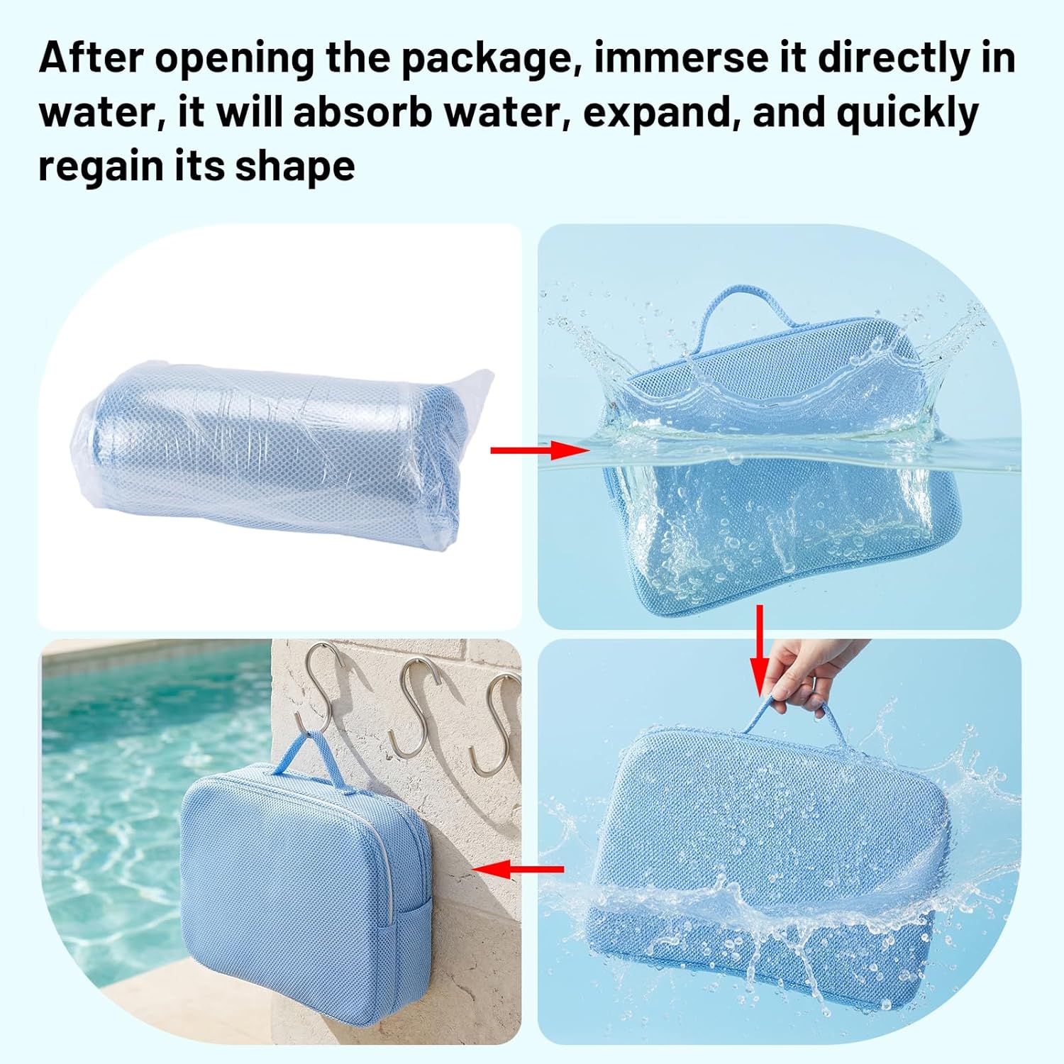 Foldable Hot Tub Booster Seat with Back Support, Adjustable 2 Heights up to 5.2", Non-Slip Bottom, Portable Spa Booster Seat for Hot Tub (Including Inflatable), Pool, Bathtub (Blue-1 PC)