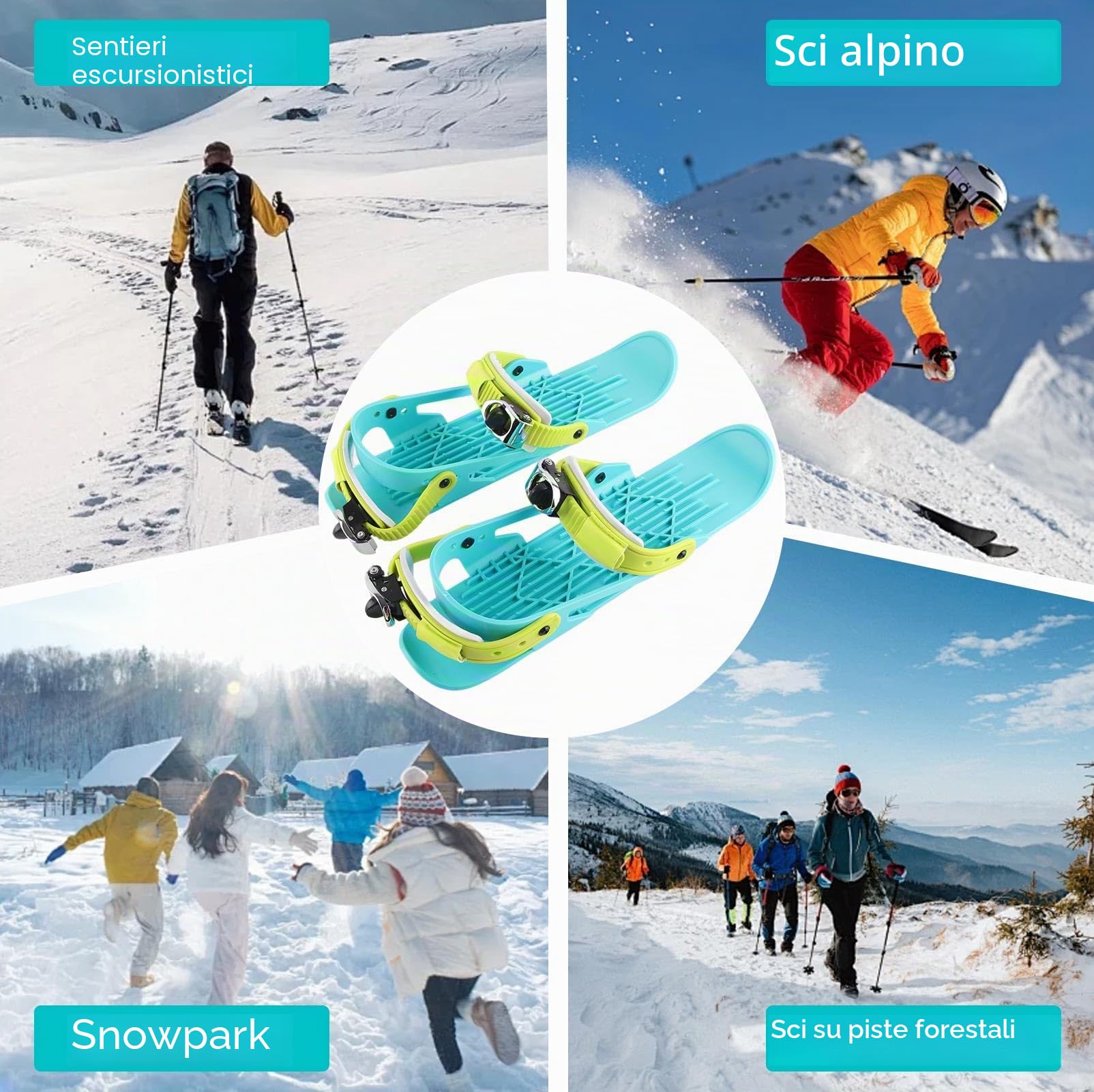 Mini Pattini Da Sci, 15,16x4,65in Mini Scarponi Da Sci Tavole Da Sci Regolabili Attaccabili Agli Scarponi Da Sci Pattini Da Neve Snowblade Tavole Da Sci per Piste Da Discesa Sport Invernali(Colorato)
