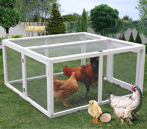 Miniatura 8 de Extensión de gallinero, casa plegable de gallinero, jaula de pollo de madera, casa de pollo de pato, caja grande para conejos, sin montaje (blanco)