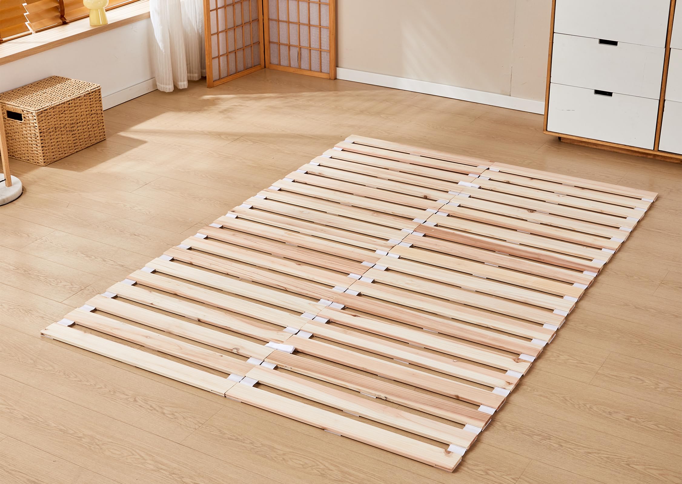 Amazon｜喜之木 すのこベッド 折りたたみ ダブル ロール式 ベッド  