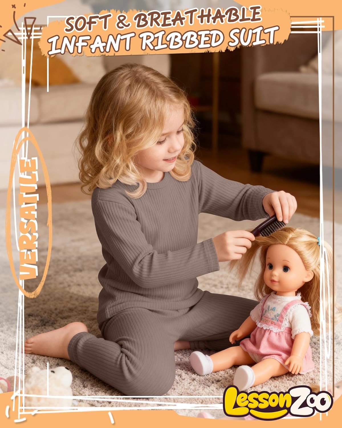 4 Pcs Kids Toddler Thermal Underwear Set Boys Girls Ribbed Winter Base Layer Top and Bottom Set - Image 3