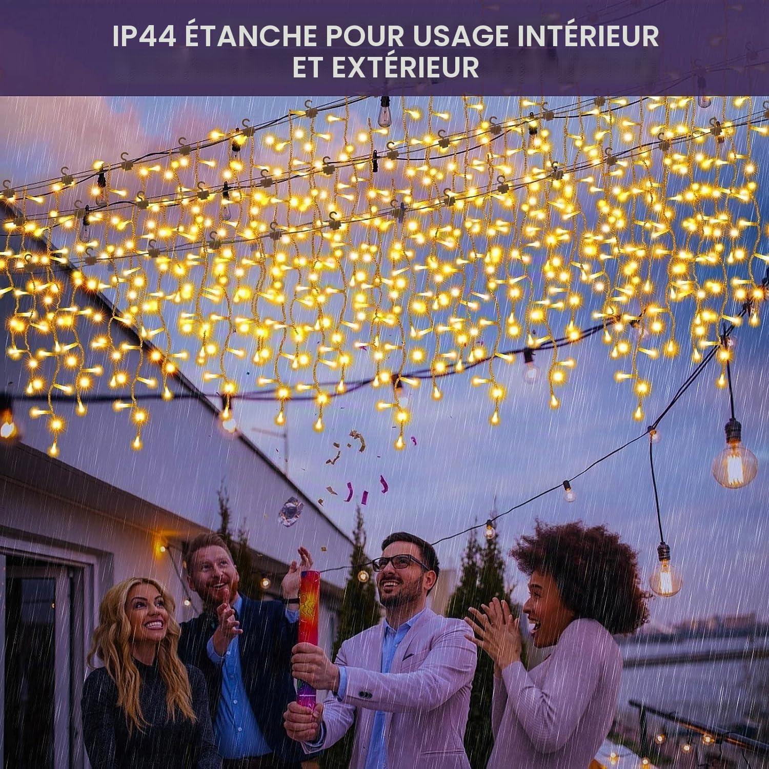 Rideau Lumineux Noel Exterieur,ELEUTH 15M 600 LED Guirlande Lumineuse 8 Modes & Etanche IP44 Cascade Lumineuse LED Noël Rideau Lumineux Décoration pour Fenêtre,Noël,Mariage, Anniversaire,Maison,Patio