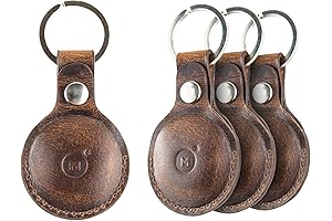 Moonster Apple AirTag Holder: Premium Leather Key Ring, Case with Reinforced Stitching & Secure Closure