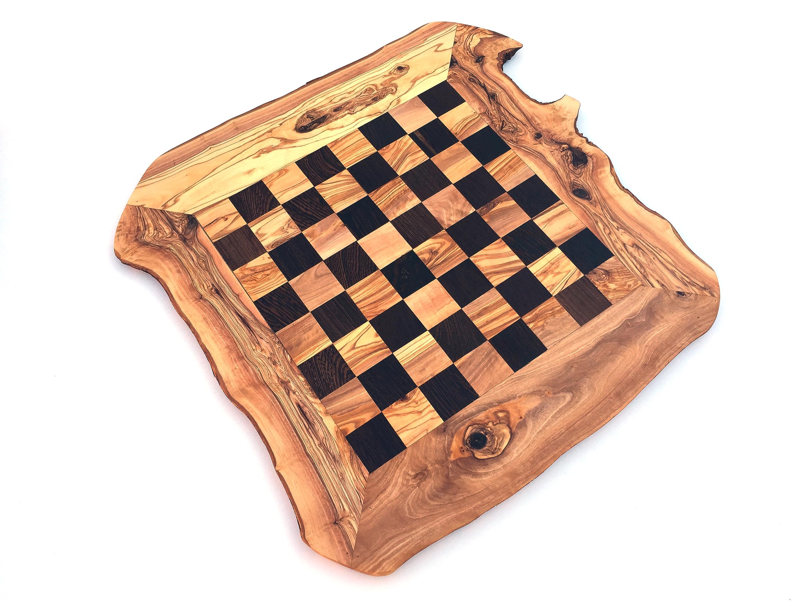 Scacchiera rustica taglia XL senza scacchi tavola per scacchi, gioco di scacchi fatto a mano in legno d'ulivo wengè.