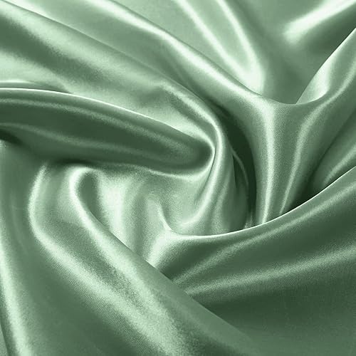 Miniatura 6 de Paquete de 4 manteles de satén verde salvia, mantel rectangular de poliéster de 58 x 102 pulgadas, resistente a las arrugas, mantel de mesa de