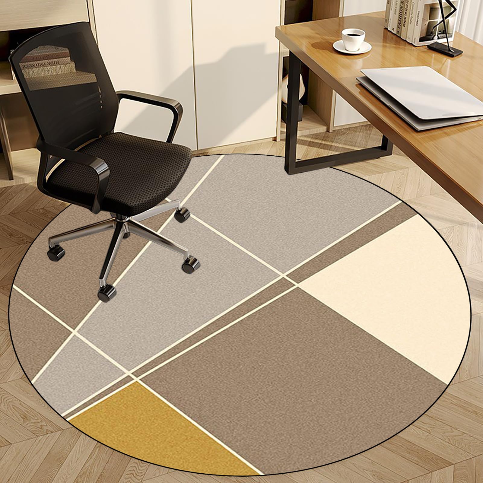 Fzamudng Office Chair Mat for Hard Floors - Round Computer Desk Gaming Chair Mat - Non-Slip Floor Protector for Rolling Chair - Carpet Protector Floor Mat for Laminate, Parquet 100 cm — image 1