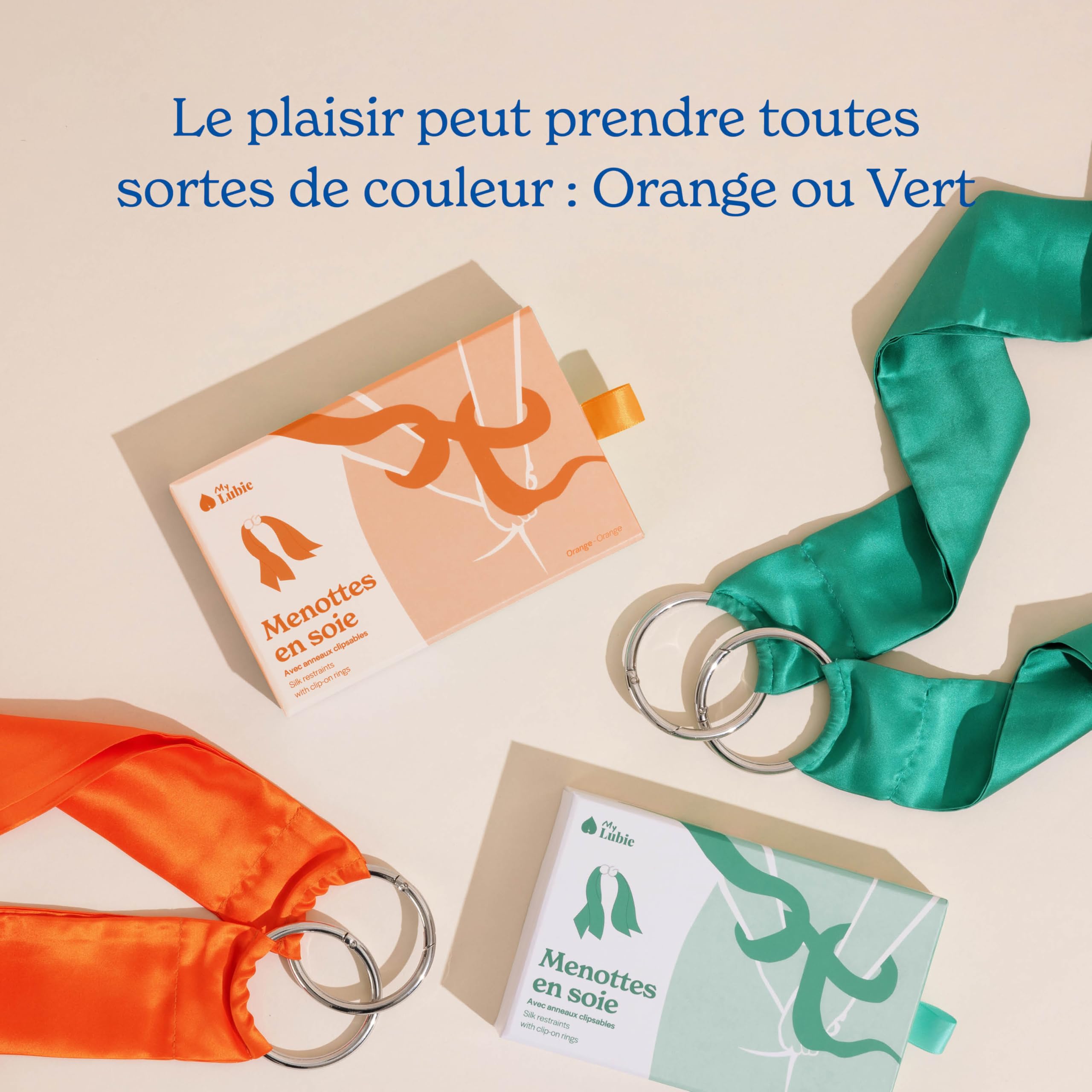 Menottes en Soie pour Couples Anneaux Clipsables Vert