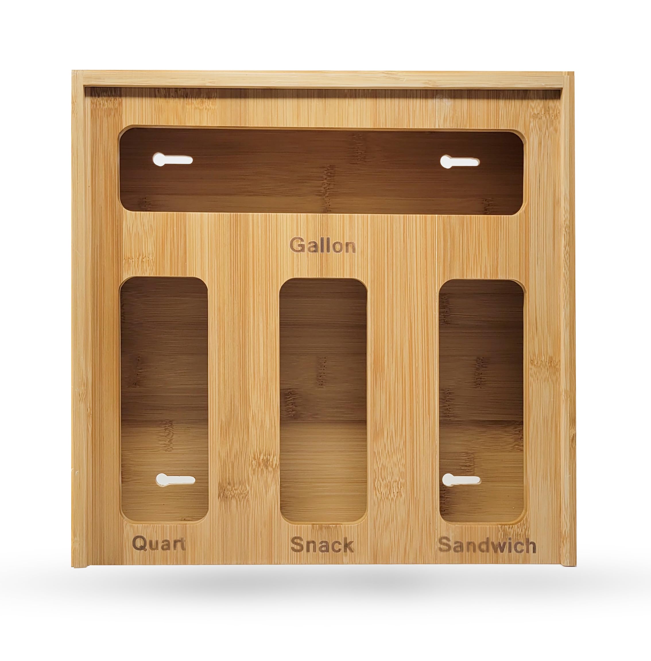 Photo 1 of Ziplock Bag Organizer for Drawer – Bamboo Ziploc Bag Holder with Sliding Lid for Gallon, Quart, Snack & Sandwich Bags