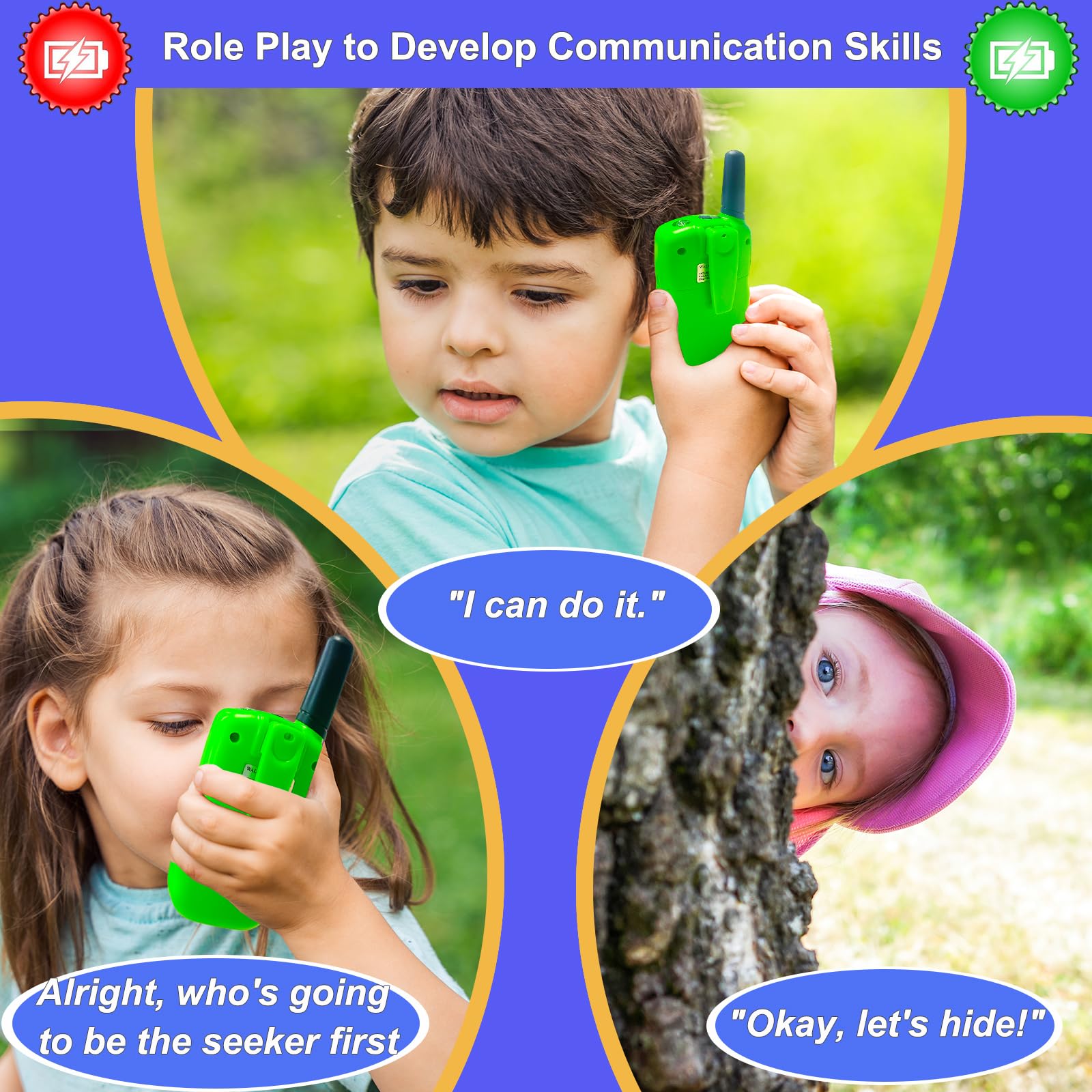 Soopotay Wiederaufladbare Walkie Talkies Kinder, Kinder Zwei-Wege-Funkgeräte mit großer Reichweite, Kinderspielzeug/Geschenke für Jungen und Mädchen im Alter von 3-12