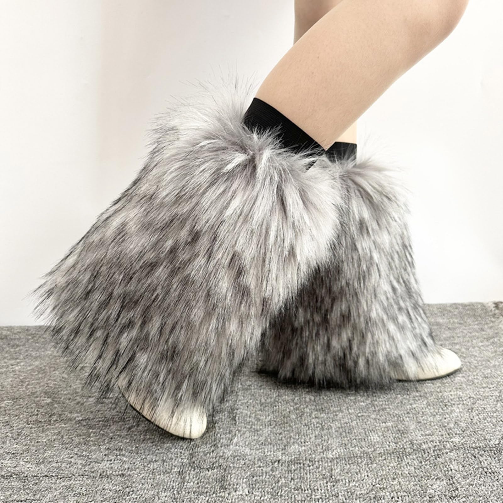 Calentadores de piernas de piel sintética para mujer, para invierno, cálidos, para botas, acogedores, Navidad, Halloween, fiesta, disfraz de cosplay