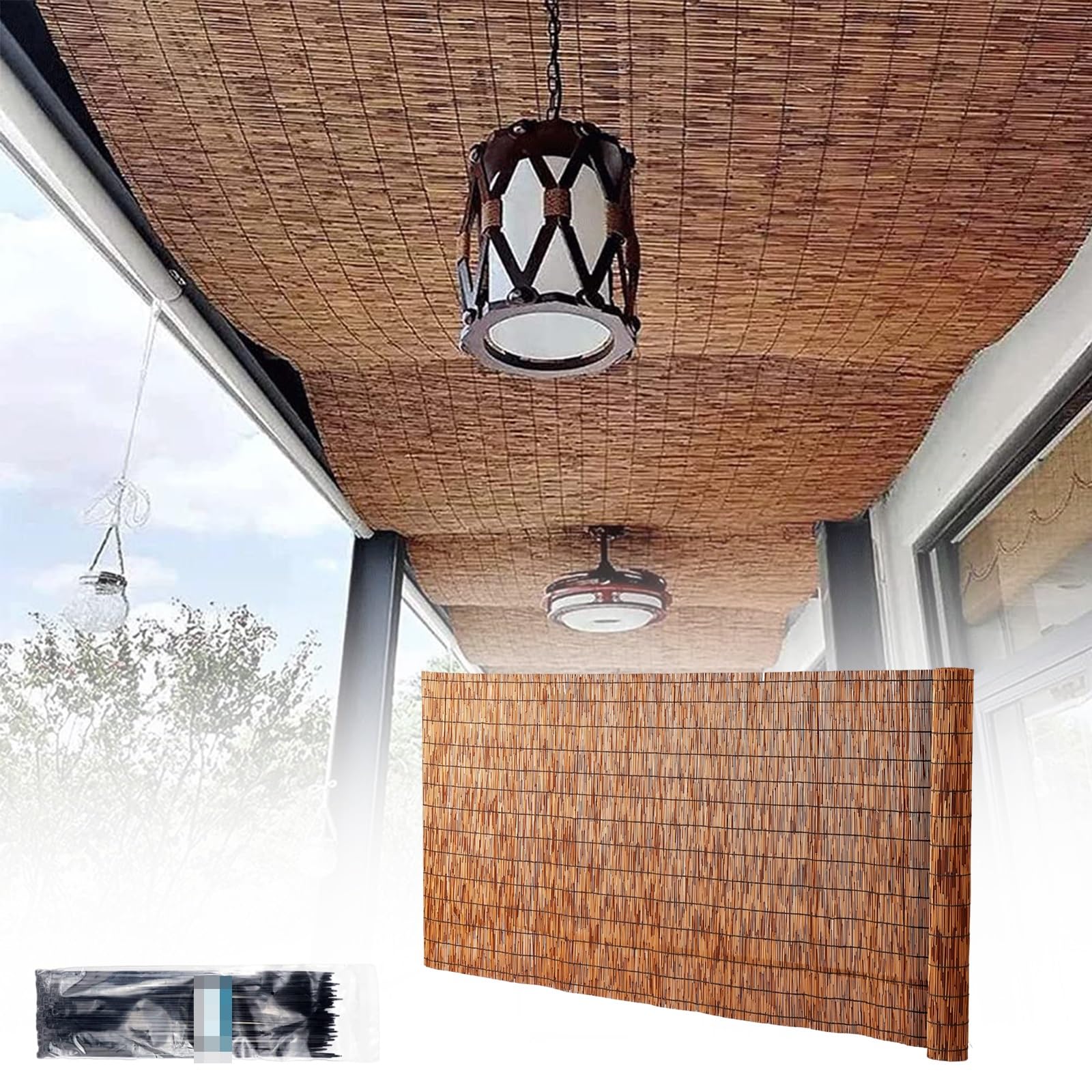 Bambusowe ogrodzenie prywatności, 50 x 600 cm, dekoracyjny parawan, na patio, do ogrodu, podwórka, na zewnątrz, bambusowy panel ogrodzeniowy, naturalny wygląd, łatwa instalacja