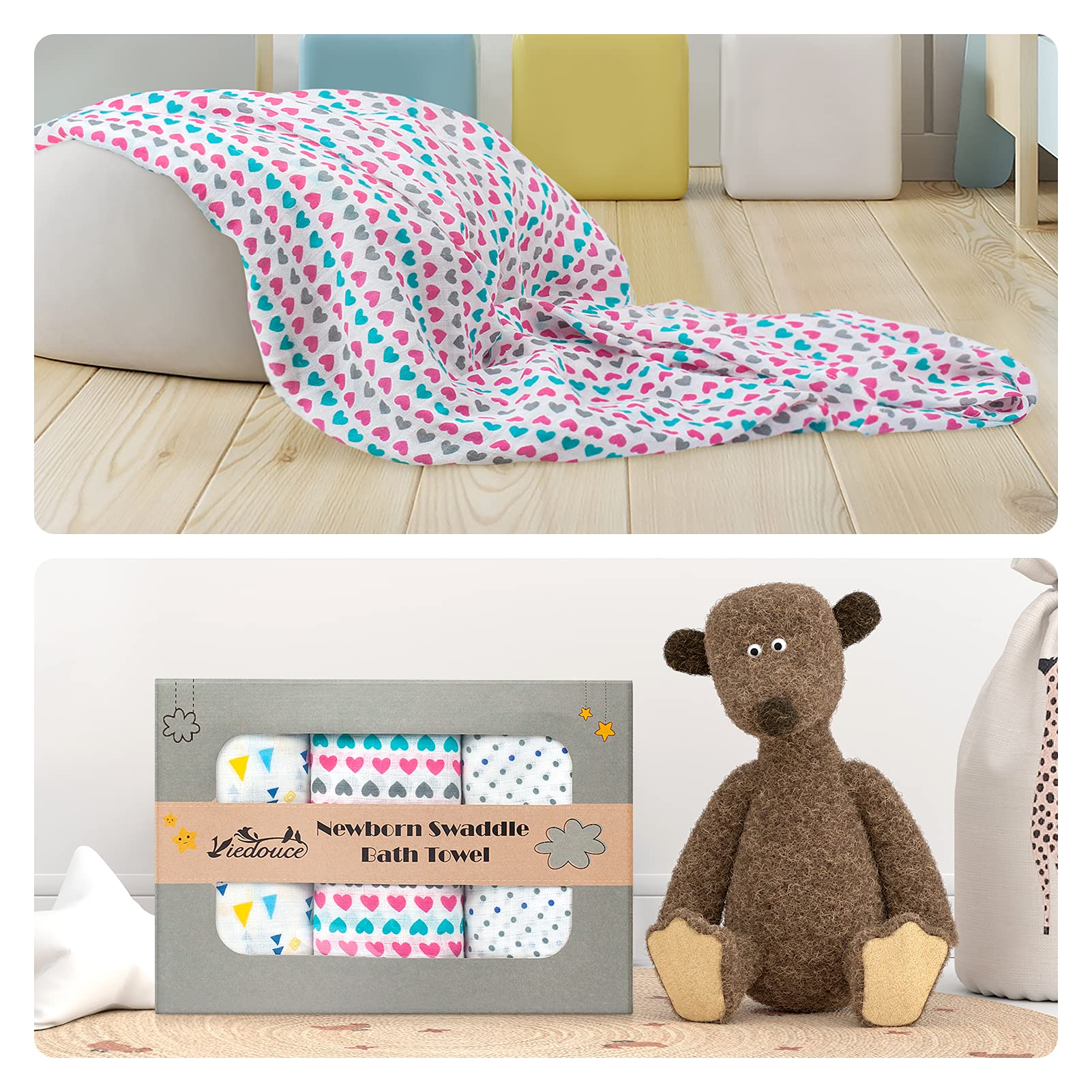 Copertina In Mussola Per Neonato - 110x110 Cm, 6 Strati, Morbida E Multiuso, Regalo Perfecto - Foto 10