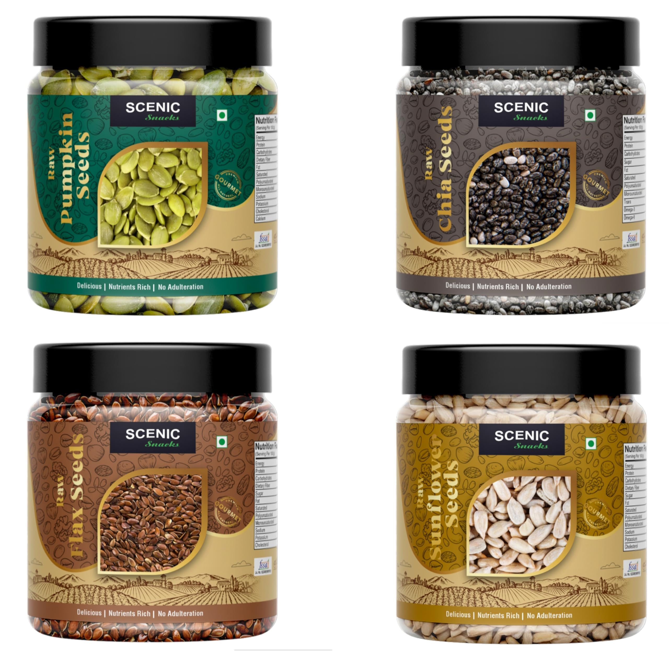 MR TRADERS Raw Edible Seeds Combo Pack|Seeds For Eating|Super Seeds Mix Combo(100 Gm Each)Chia Seeds,Sunflower Seeds,Pumpkin Seeds,Brown Flax Seeds(400) (B0CVX9YLQP) Amazon Price History, Amazon Price Tracker