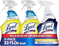 Lysol All-Purpose Disinfecting Cleaner Spray, Lemon Breeze & Island Breeze, Kills 99.9% Germs, Bleach-Free, 32oz Pack of 3
