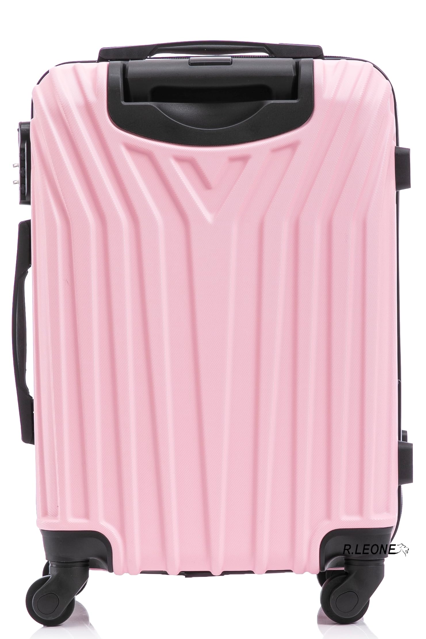 R.Leone Valigia da 1 Fino a Set 4 Trolley Rigido grande, medio, bagaglio a mano e bagaglio EasyJet 45X36X20cm 4 ruote in ABS 9002 (Rosa Pastello, L Misura Grande)