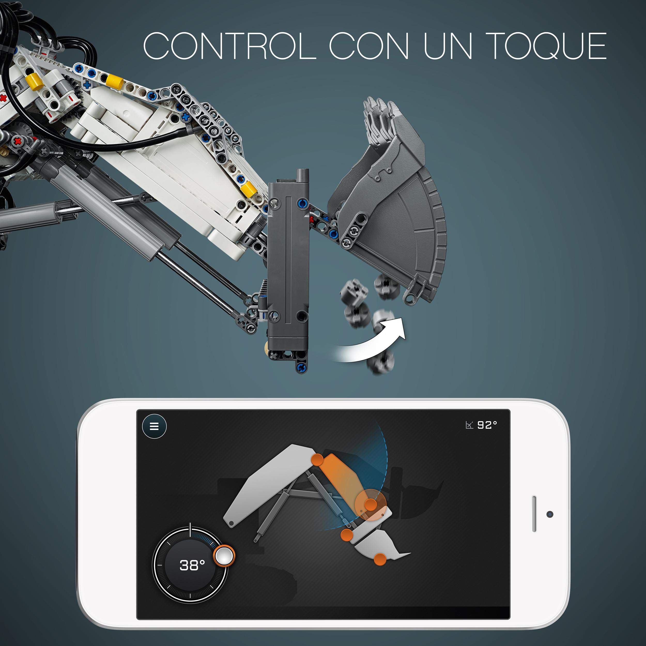 LEGO 42100 Technic Control Excavadora Liebherr R 9800, Vehículo de Construcción RC Teledirigido para Adultos, con Motores y Smarthubs