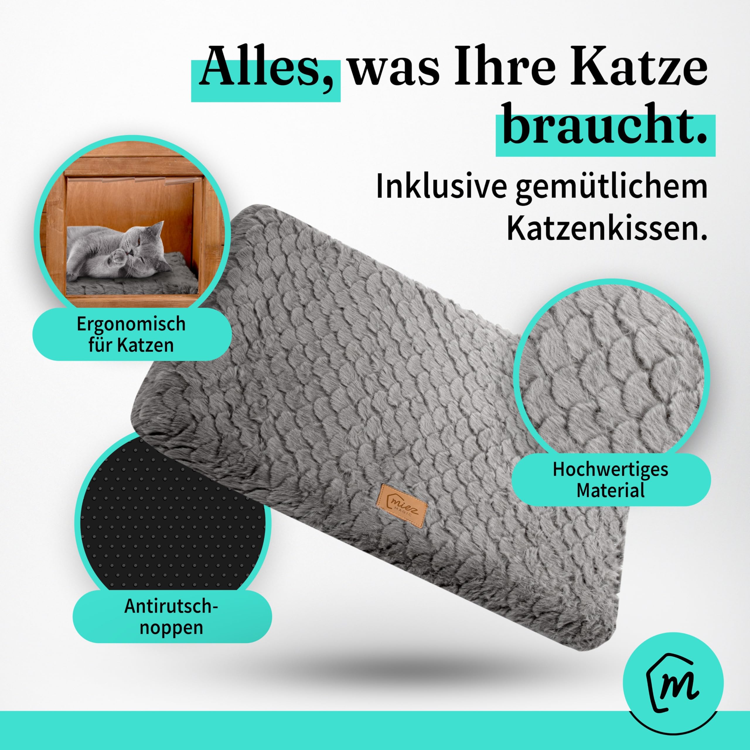Katzenhaus Outdoor Winterfest isoliert - Robustes Katzenhaus für draussen aus Fichtenholz - Wasserdicht & isoliert mit Dachscharnier - Komfort Katzenhütte inkl. Katzenkissen 67x53x43cm