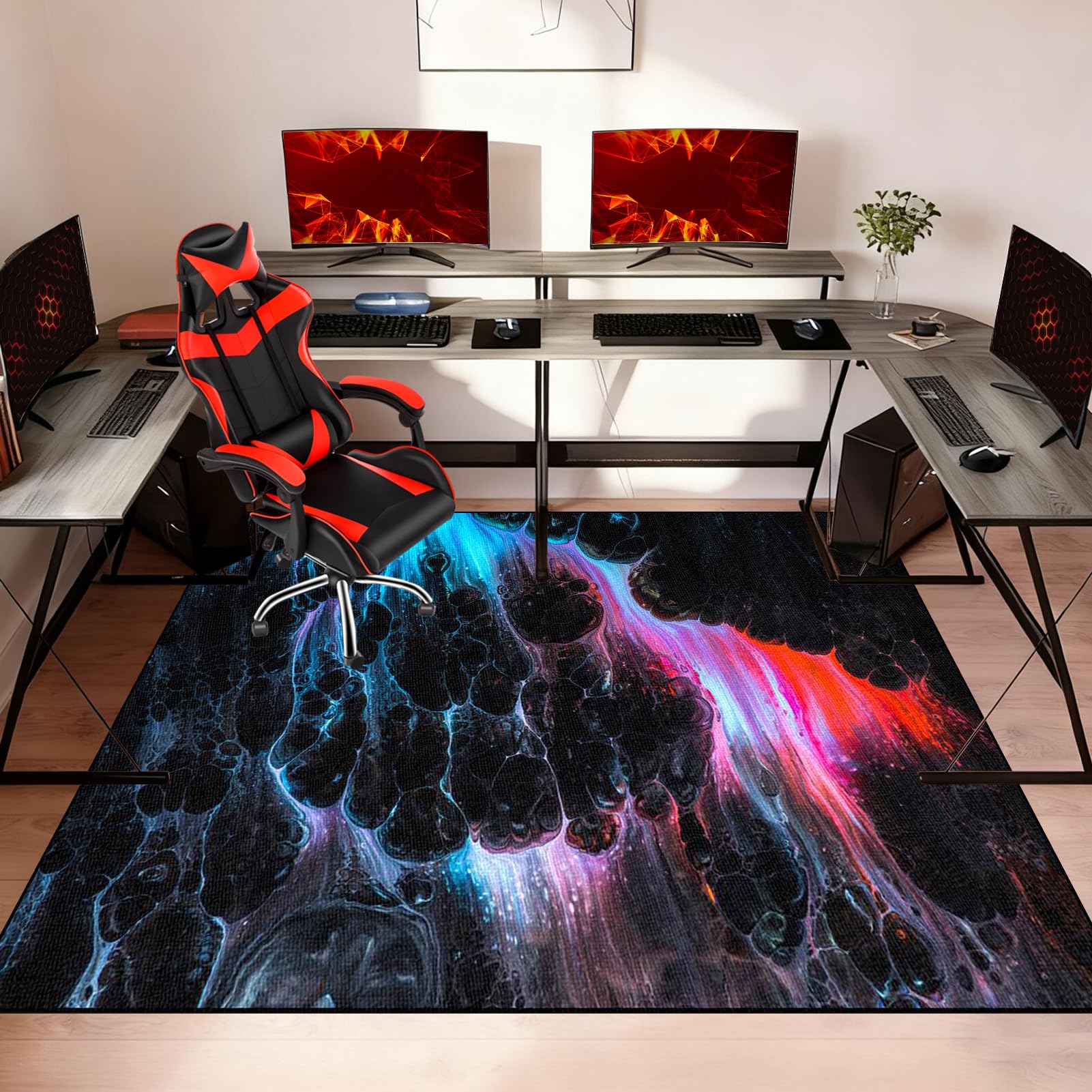 Tapis de Chaise Bureau Antidérapant Tapis de Chaise Gaming pour sols en Bois Dur, Tapis de Sol pour Fauteuil Gaming, Tapis Protège Le Sol, Protège Parquet Chaise roulettes 130 x 160 cm