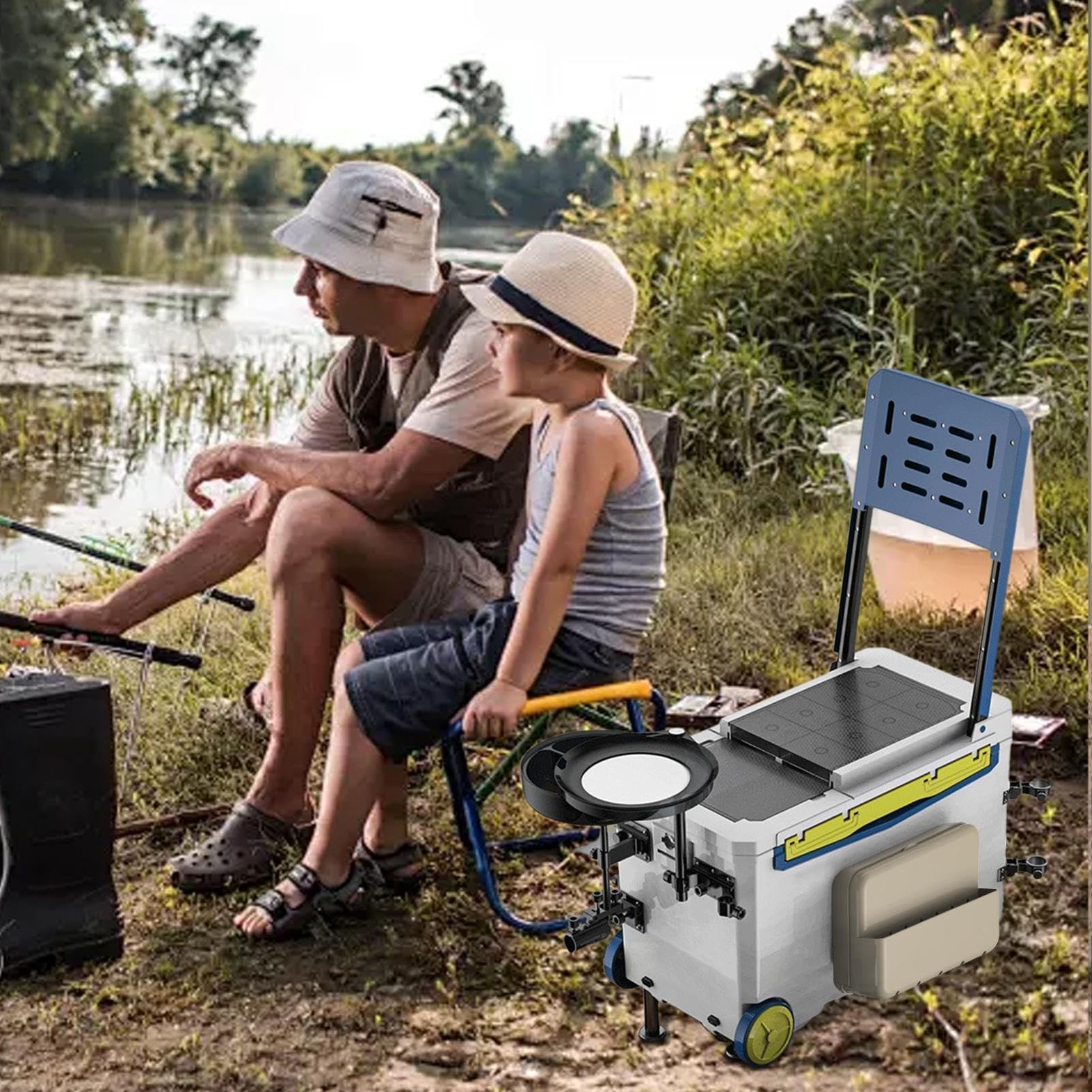 Caja de aparejos de pesca, organizador de ganchos, estuche de almacenamiento lateral para pesca en agua salada, organización de equipo de pesca para viajes al aire libre, barco y camping