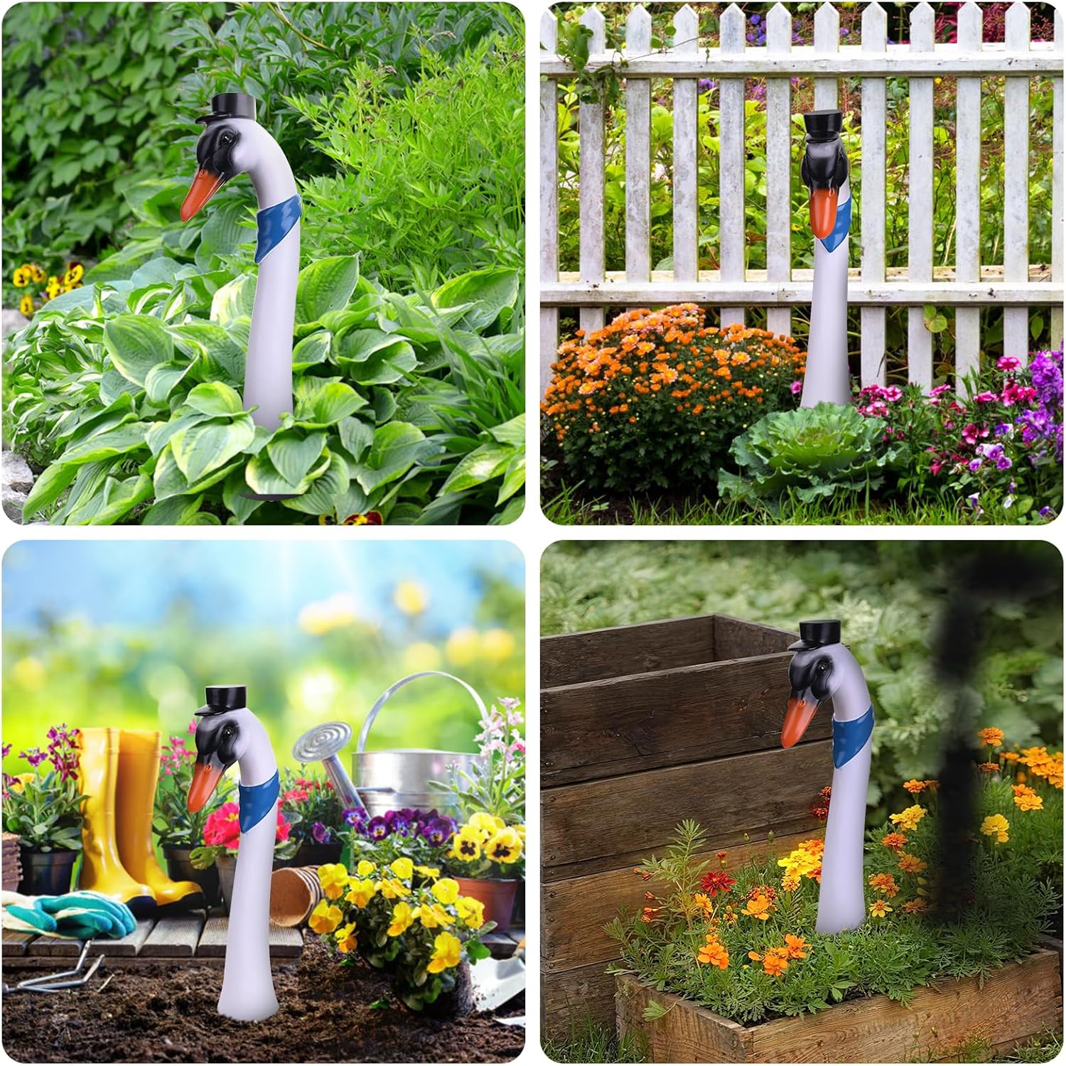 Garden Statues Goose Garden Decorative Stakes,16 inch Outdoor Stakes for Patio Law and Yard, Large Goose Head and Neck Stake Garden Decor