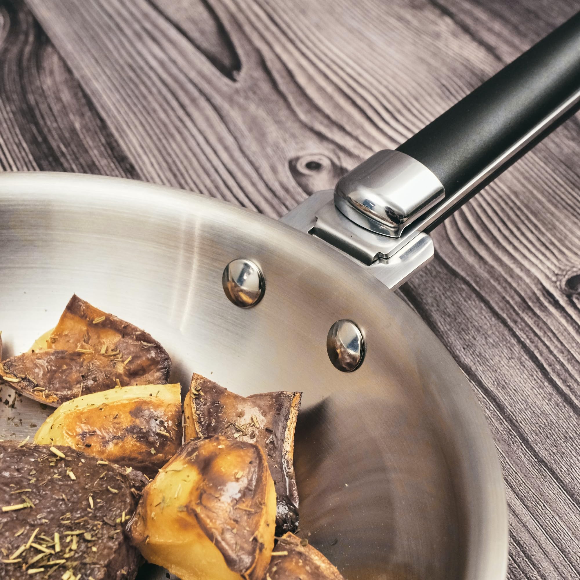 Kamberg - Padella in acciaio inox 30 cm manico rimovibile - Acciaio inossidabile 18/10 Triply - Tutti i piani cottura tra cui induzione e forno