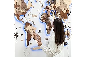 Enjoy The Wood - 3D LED Wood World Map - Wall Art
