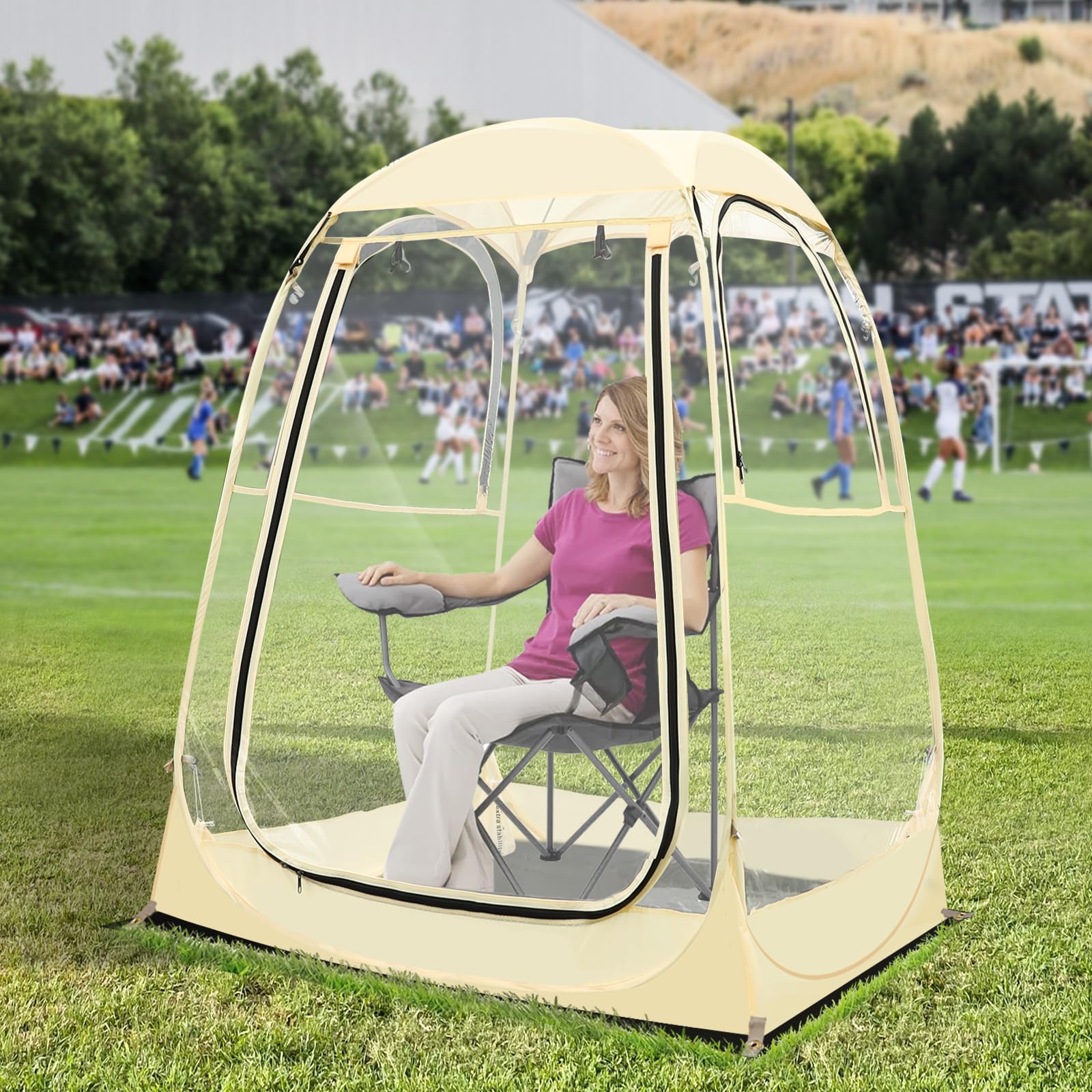 Eapele Sports Tent, Instant Pop-Up Tent Shelter, 50"x50"x62"H Outdoor Clean Bubble Tent, Provides Rain Tent Protection for Watching Sports Events, Camping, Fishing, Cheering, and Parades