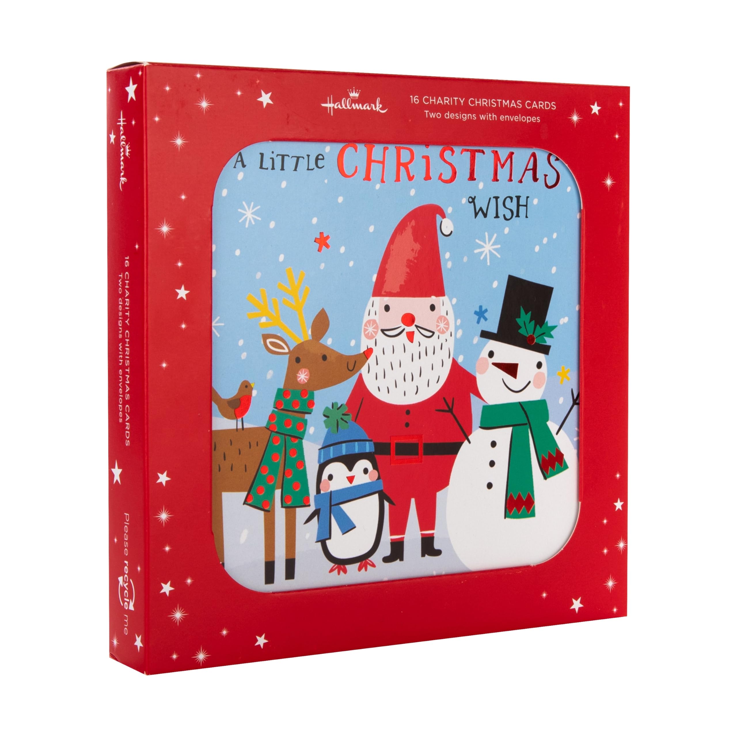 Hallmark Charity Christmas Cards - Pack of 16 in 2 Cute Characters Designs